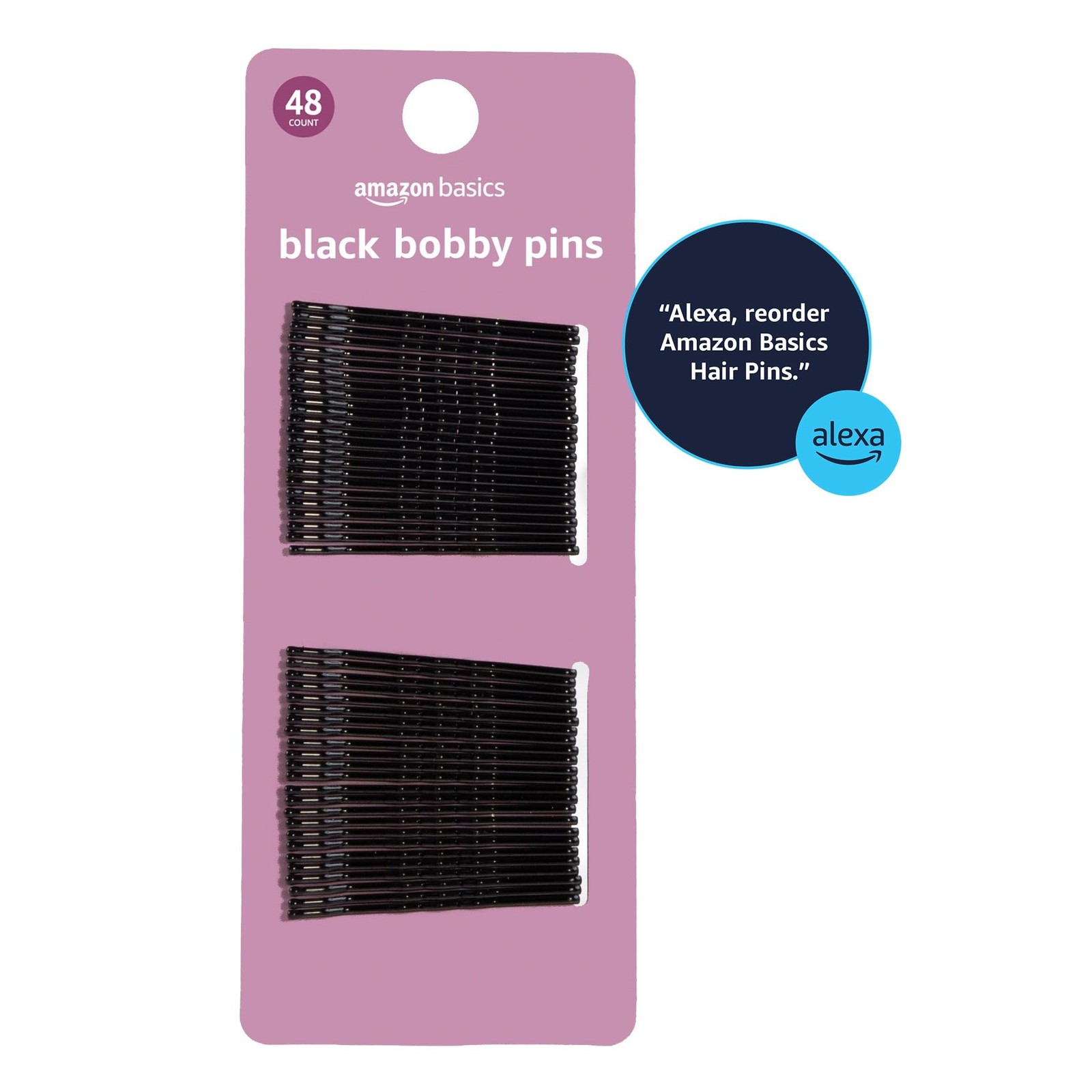 Amazon Basics No Slip Bobby Pins, Black High 1 Count (Pack of 48),