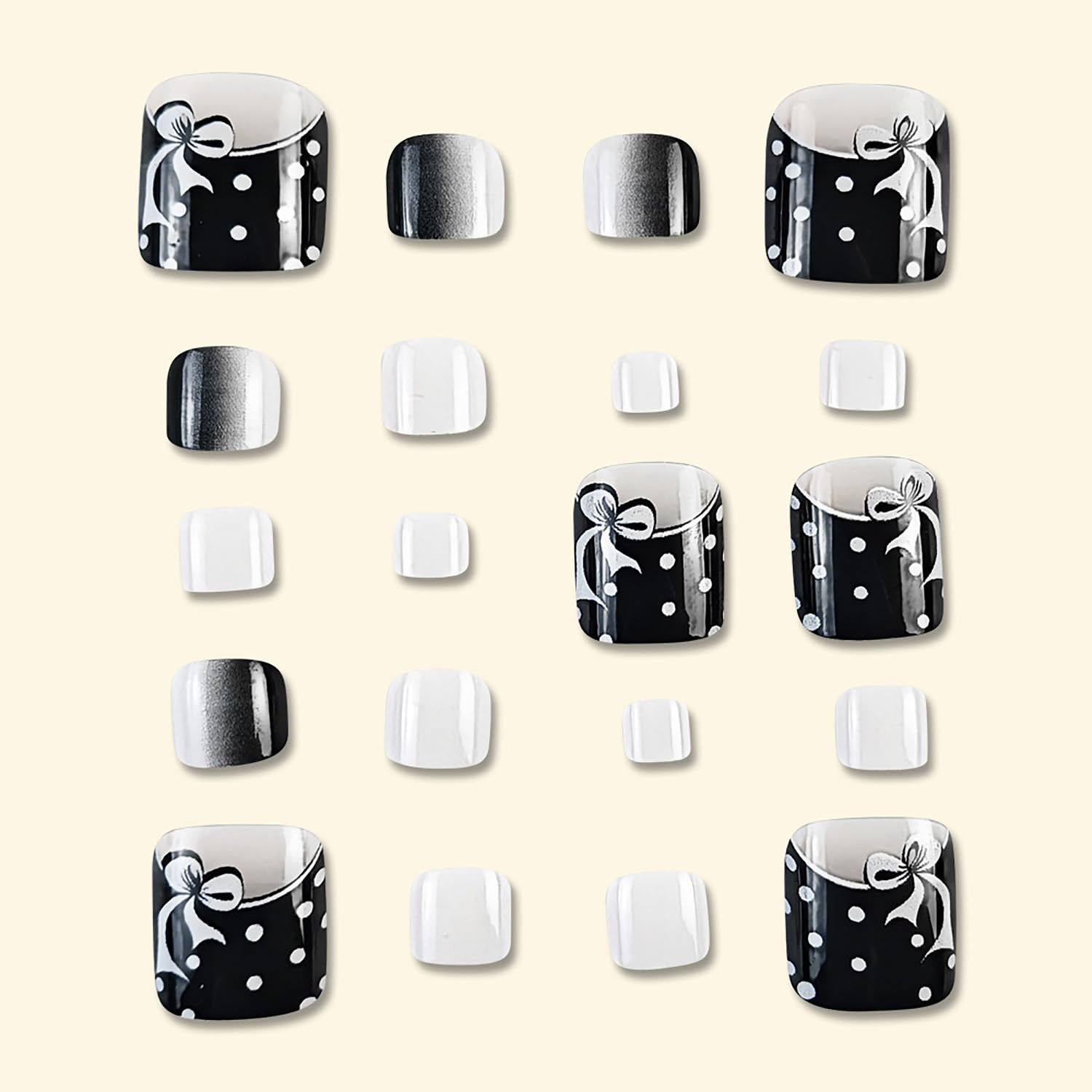 Press on Toenails with Designs Acrylic Fake Nails for Toe Artificial False Nails