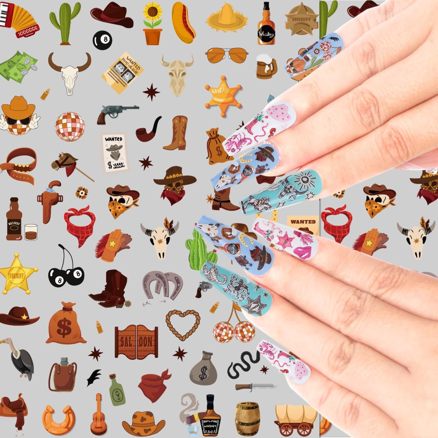 Keluna Western Nail Art Stickers – 6 Sheets Cowboy Cowgirls Nail Sticker, 5D …