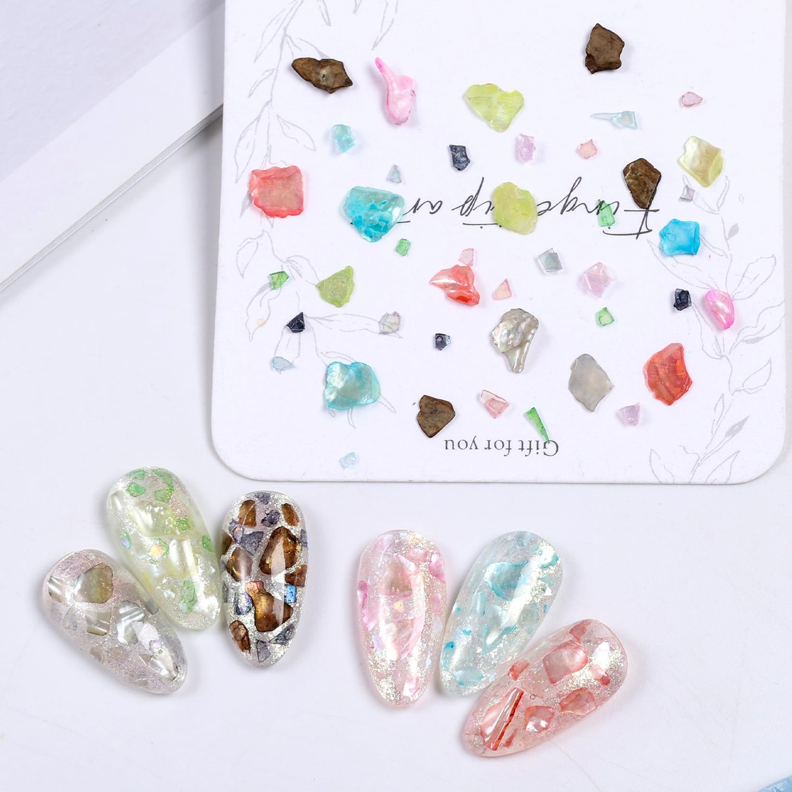 Shell Nail Glitter Flakes Set Summer Beach Ocean Holographic Iridescent Shell…