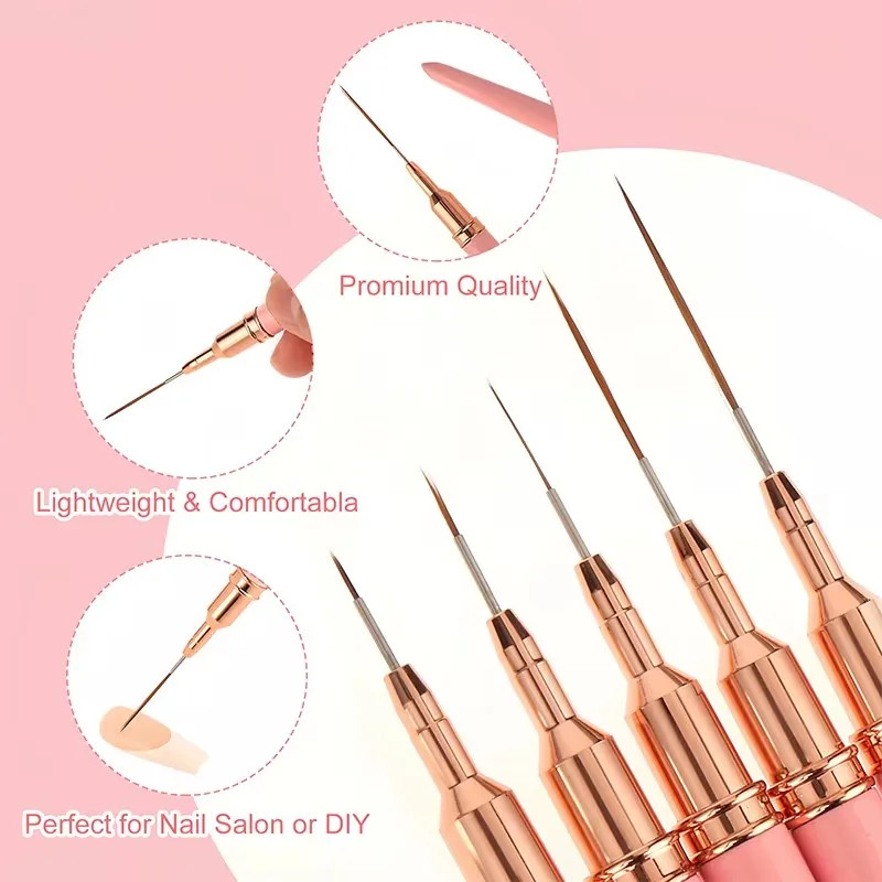 5pcs Nail Art Liner Brush Set UV Gel Nail Brushes Kits French Stripe Line