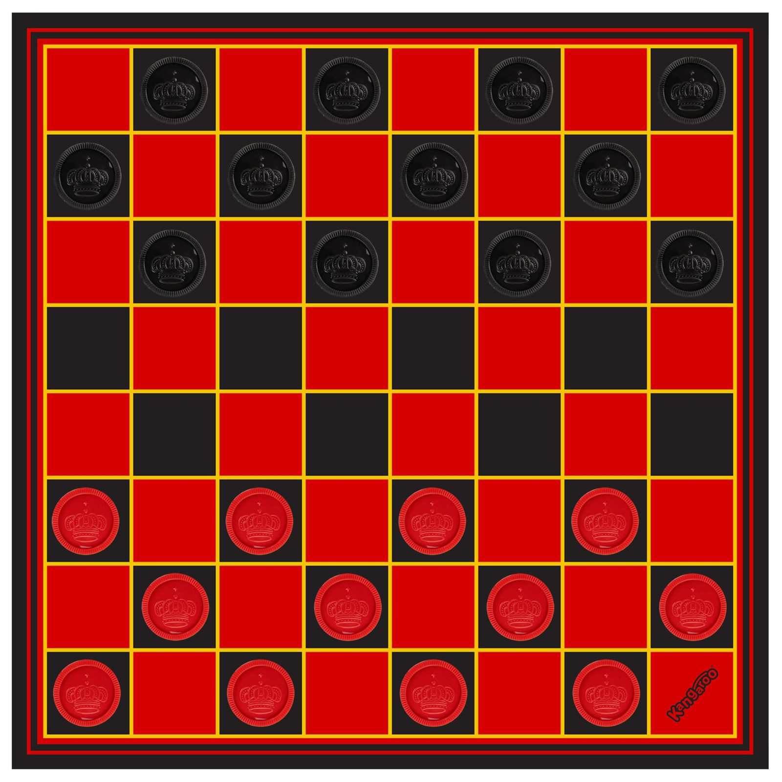 Kangaroo – Multiplayers Strategy Checker Board 15 x 15 inches, Red and Black