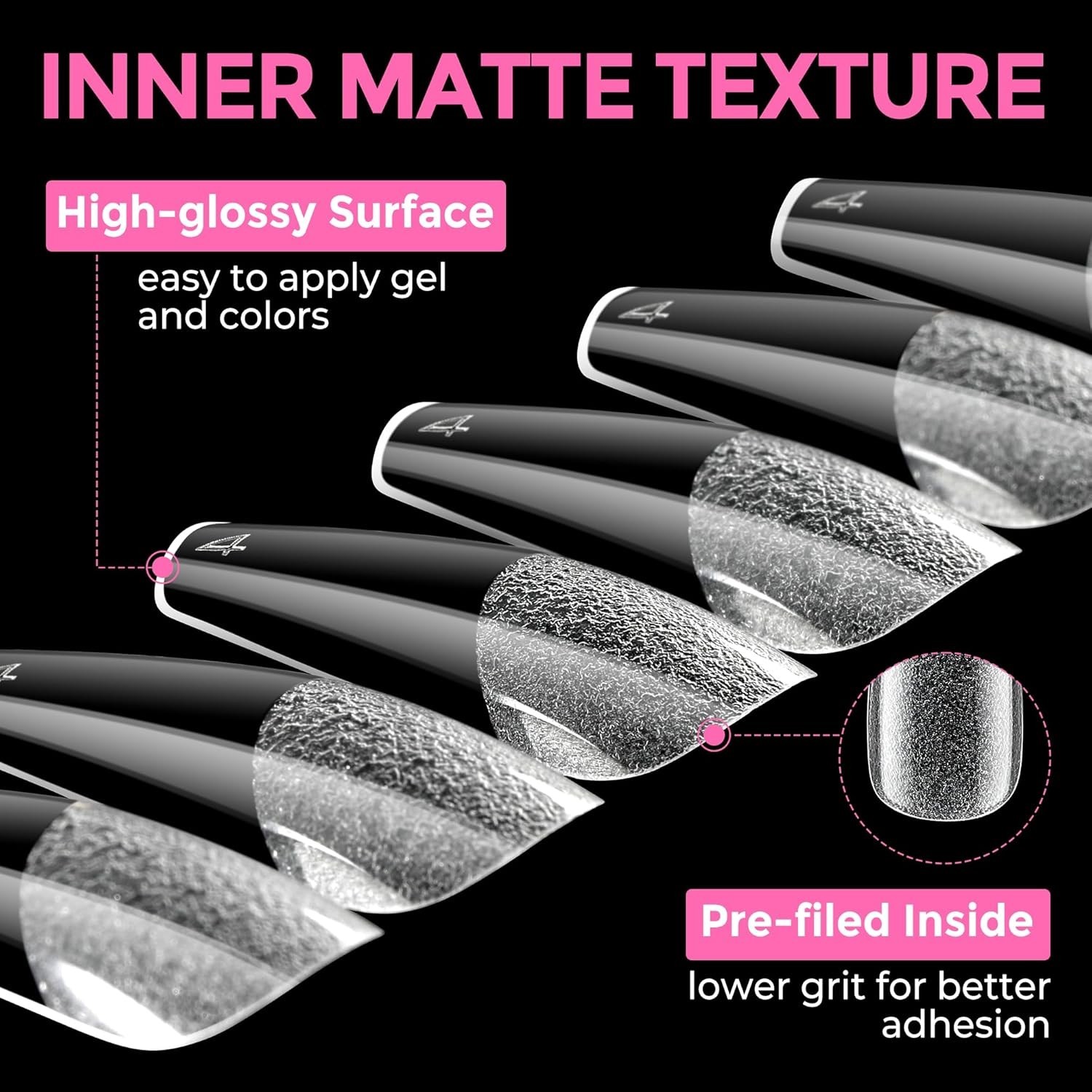 216pcs Clear Coffin Nail Tips – Acrylic Fake Nails for Stunning DIY Art