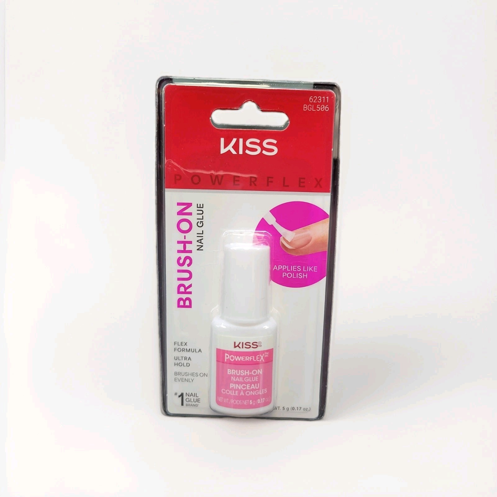 KISS PowerFlex Brush-On Nail Glue for Press On Nails, Ultra Hold, 5g (0.17 oz.)