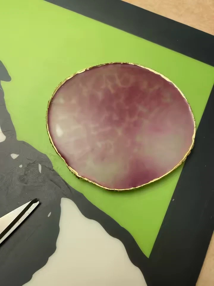 1-Pc Round Resin Agate Nail Art Palette False Nail Tips Mixing
