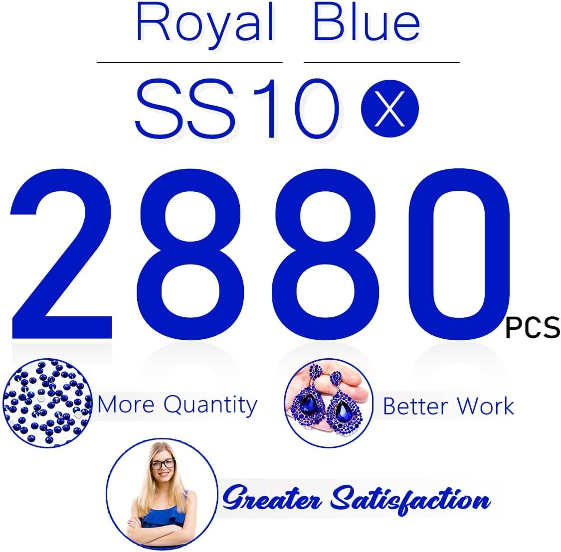 2880Pcs Royal Blue Nail Rhinestones SS10 2.8Mm Bulk Sapphire Blue Nail Art round