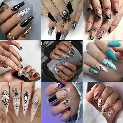 8 Sheets Flower Vintage Vine Nail Stickers, 3D Self-Adhesive Vintage Flower