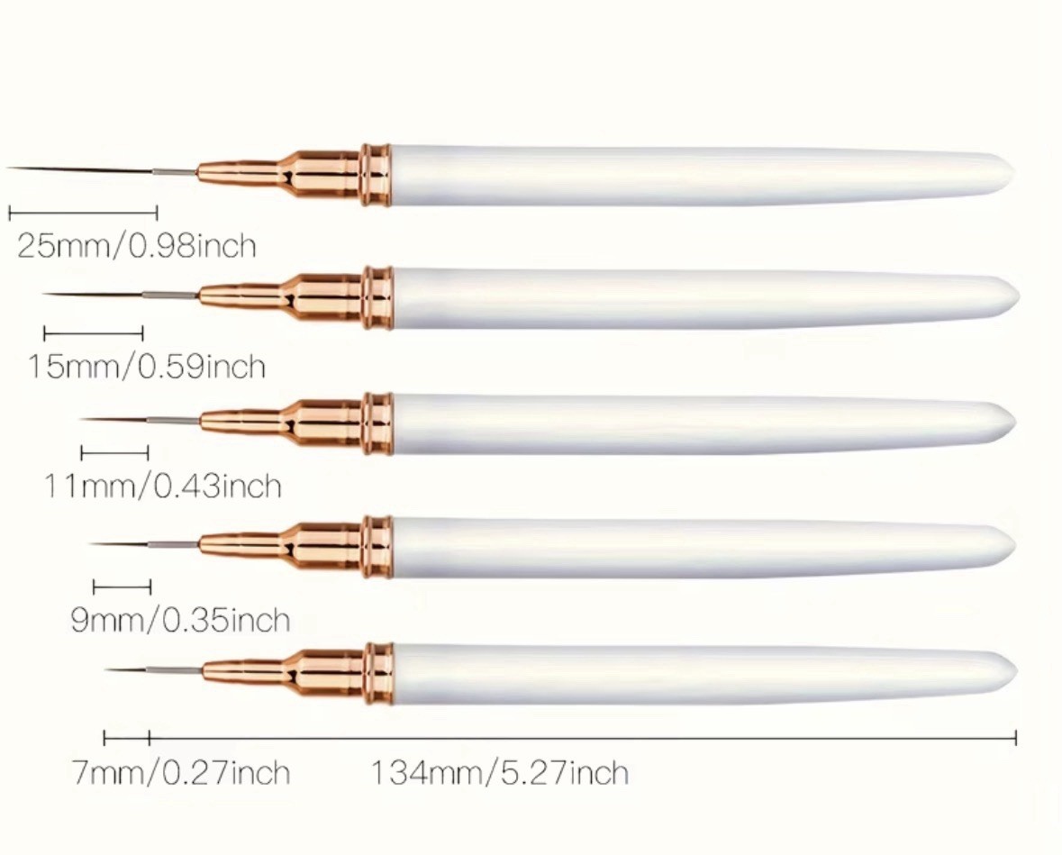 5 Piece Nail Art Fine Brush Set Manicure DIY Nails