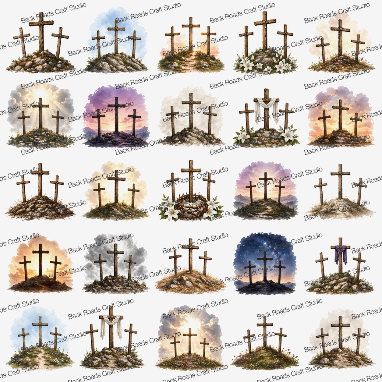 Three Wooden Crosses Waterslide Decals For Nails Set Of 50 Instructions Bonus &