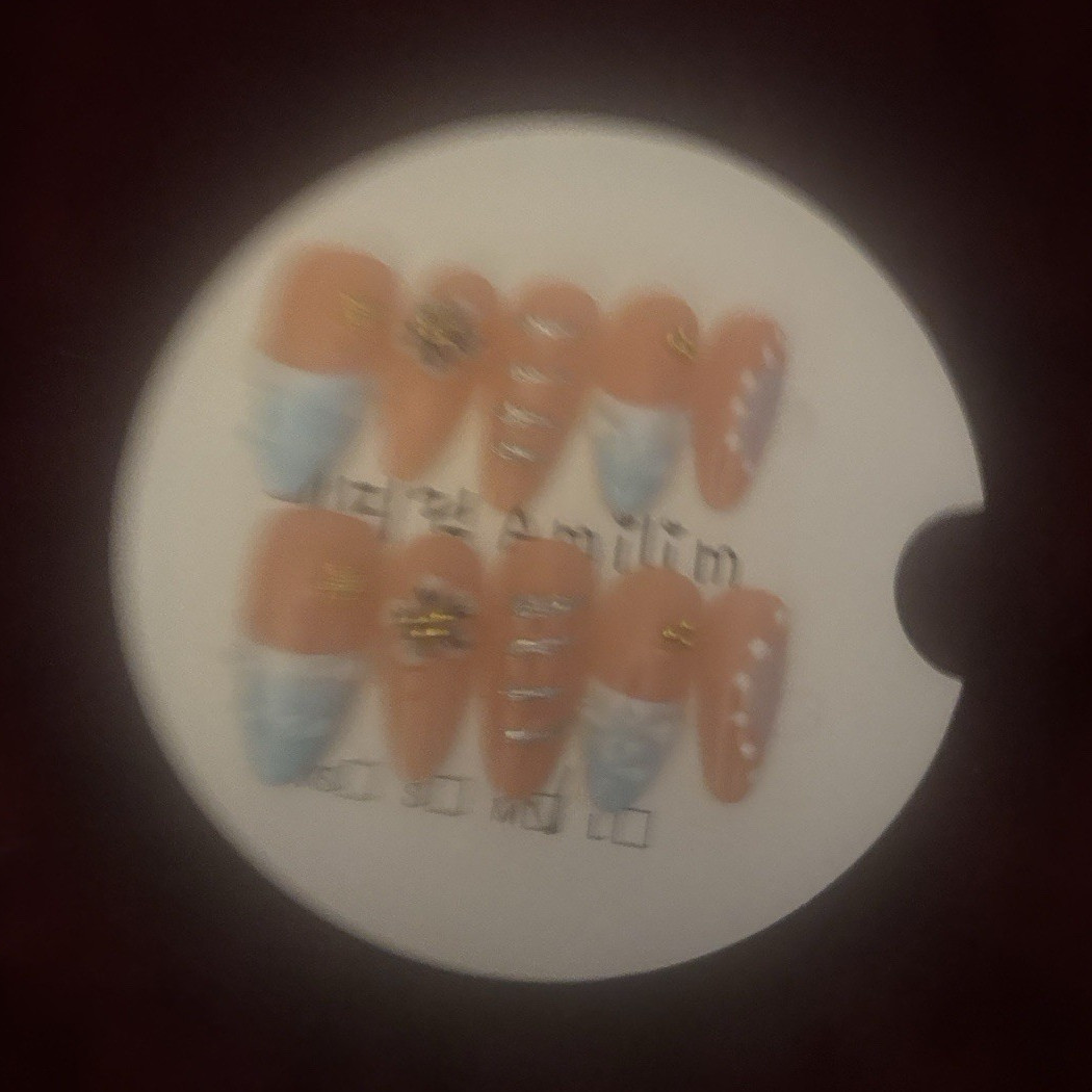 Press-On Nails Set Orange/Blue/White 3D Candy Pre-Designed Long Coffin