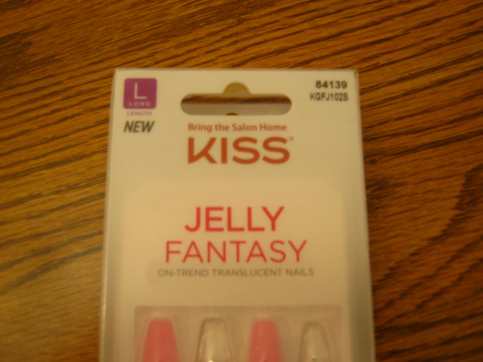 1 KISS JELLY FANTASY KGFJ102S 28 LONG NAILS Pink Silver Glitter 84139 Sculpted