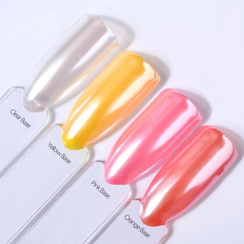Translucent White Nail Shimmer Pearl Chrome Powder Mirror Effect Glazed Donut UK