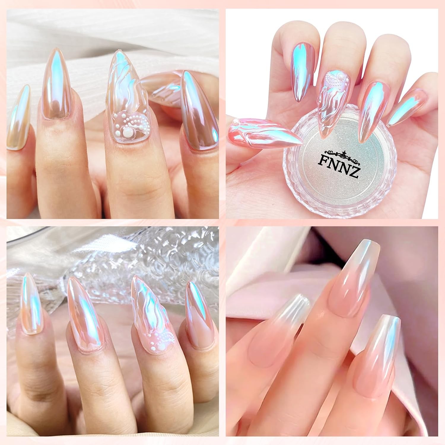Unicorn Chrome Nail Powder, Aurora Unichrome Mermaid Glacier Ocean