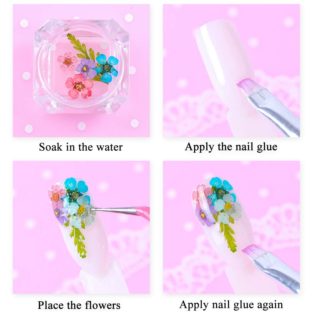 Ifancer 108 Pcs Dried Flowers For Resin Nail Art 62 Colors 3D Dry Flow