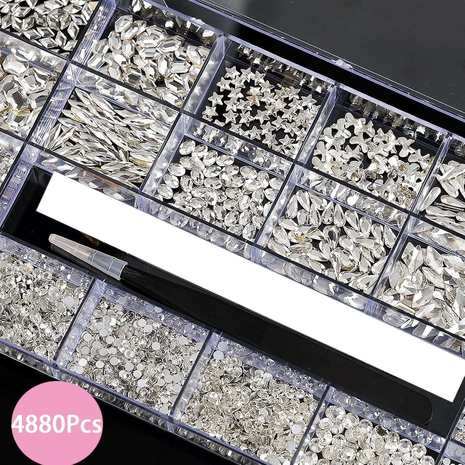 Multi-Shaped White Rhinestones for Nail Art, Jewelry and Craft Projects
