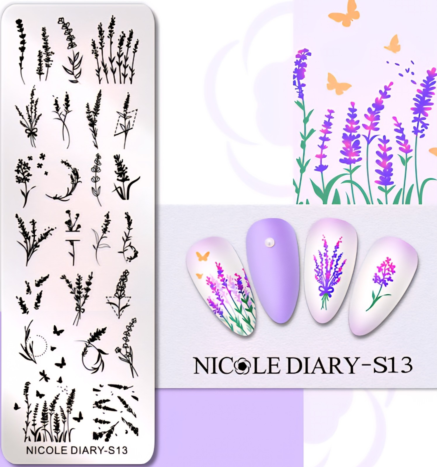 Nicole Diary S13 Nail Stamping Plate Floral Flower Horticulture Botanical Garden