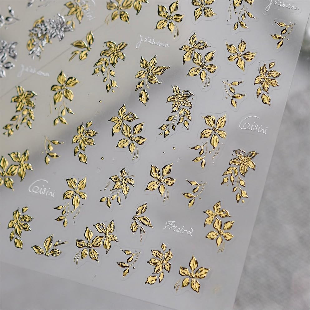 3D Nail Stickers for Nail Art, Embossed Self-Adhesive Cute Nail Charms & Decals
