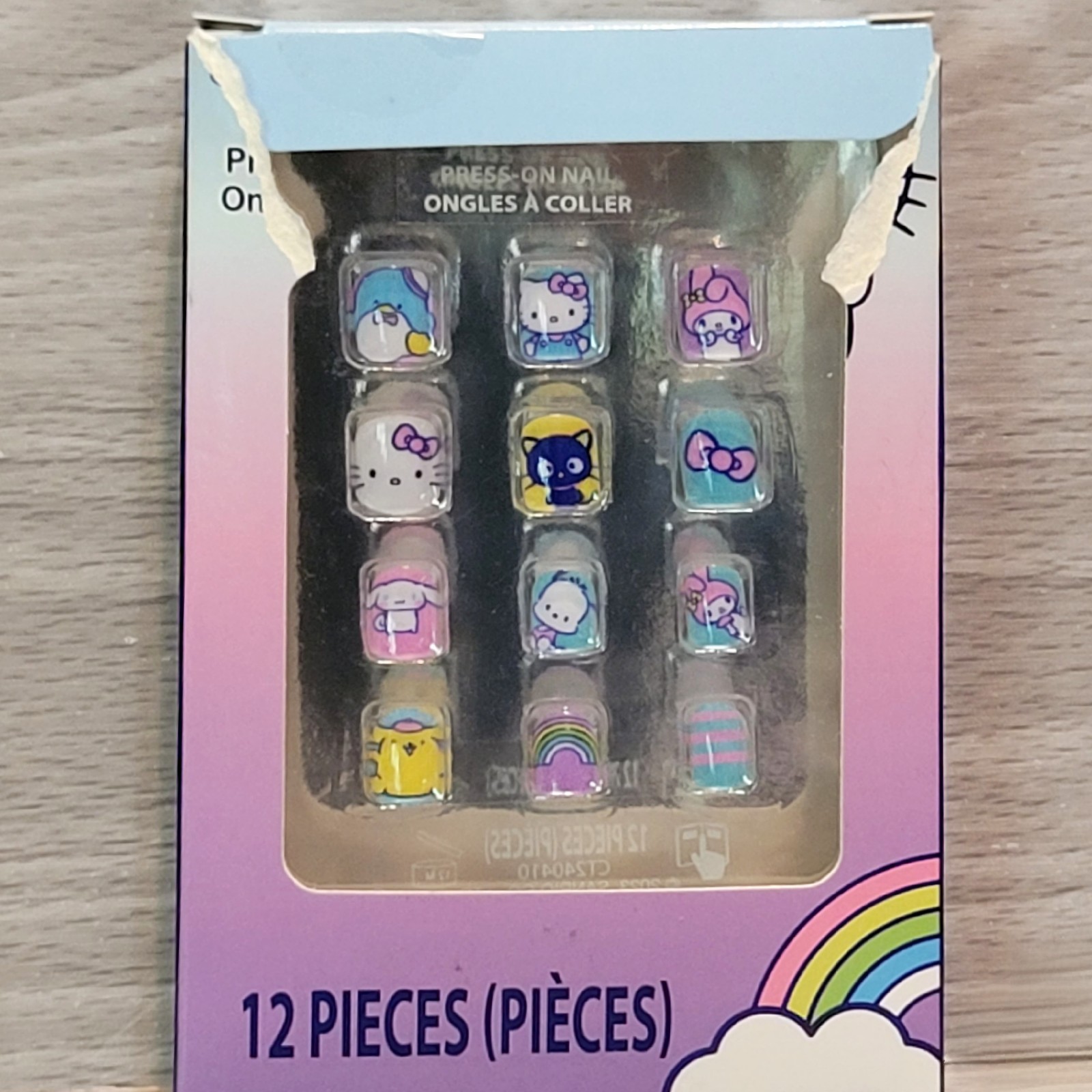 Sanrio Hello Kitty and Friends 12 Piece Small Kid Adhesive Press On Nail Townley