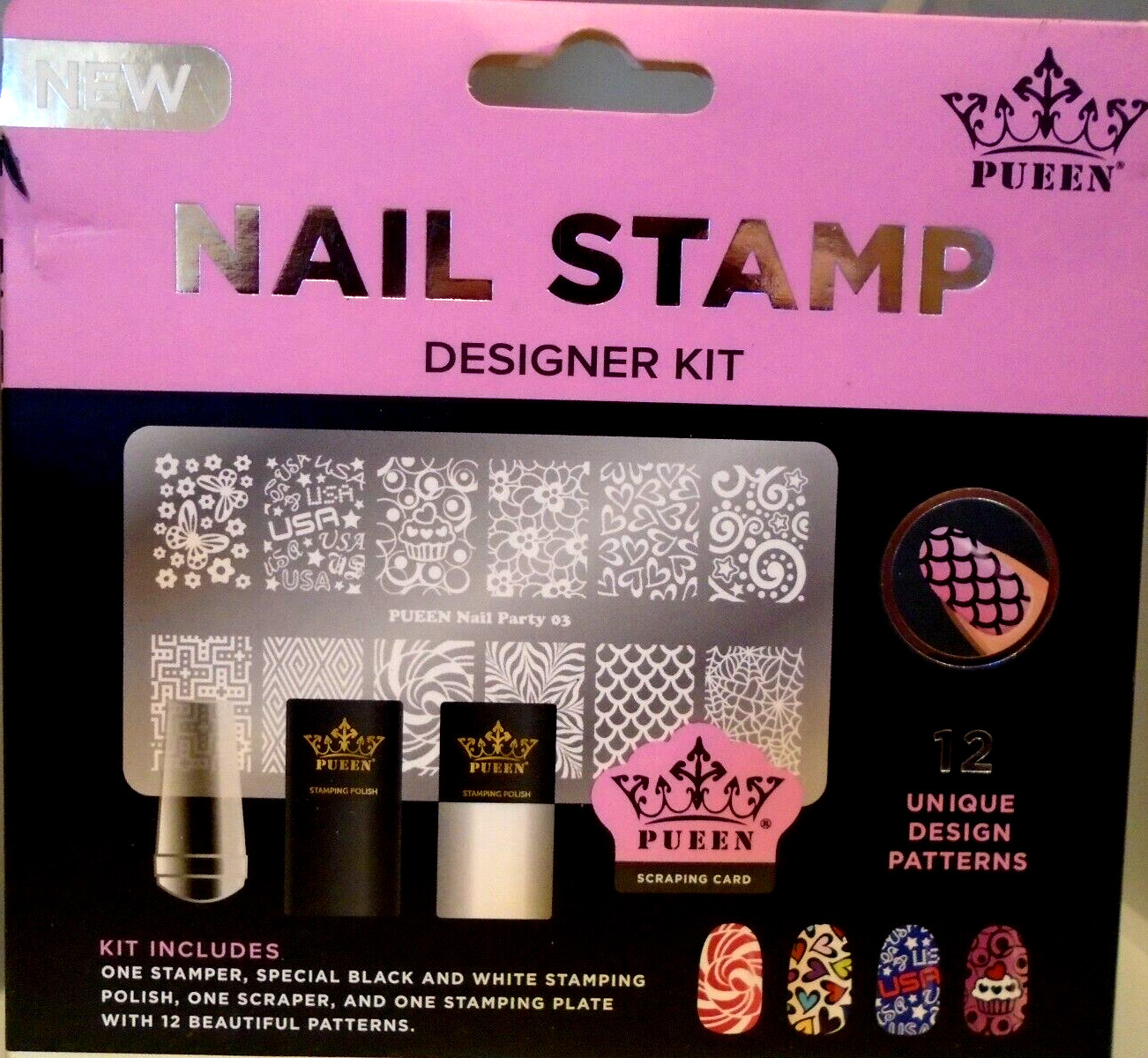 Nail Stamp 12 Unique Pattern Designer Kit Box Damage