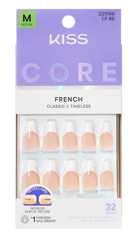 Kiss Core French Nails Press On 32 Count Medium Reunion