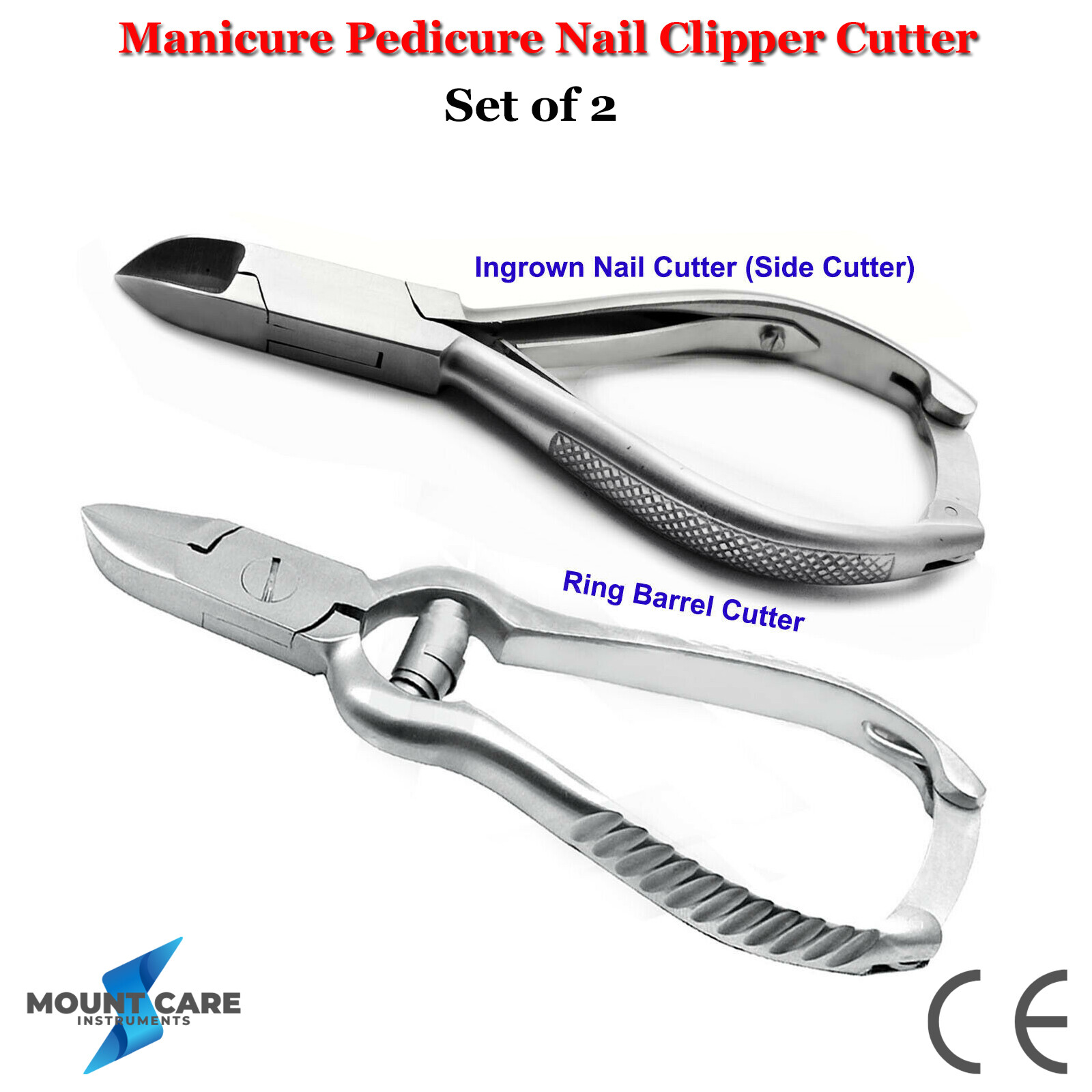 Manicure Pedicure Ingrown Toenail Clipper Heavy Duty Chiropody Nail Nippers 2Pcs