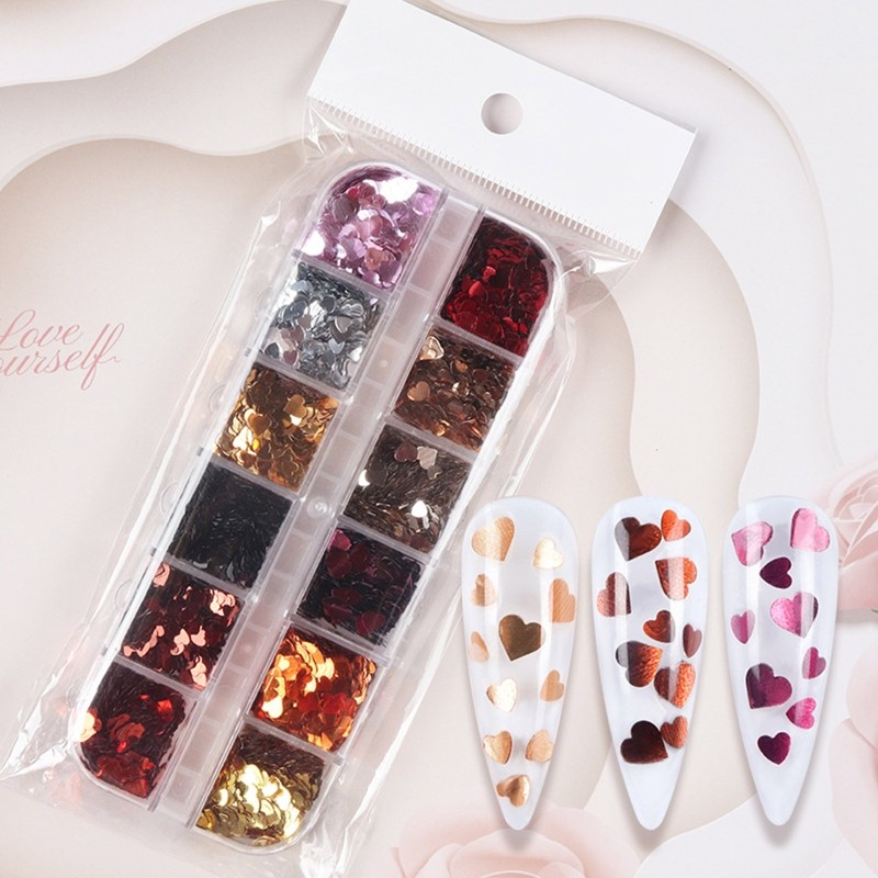 Metallic Love Heart Glitter Sequins Flakes Resin UV Epoxy Mold Fillings Decor