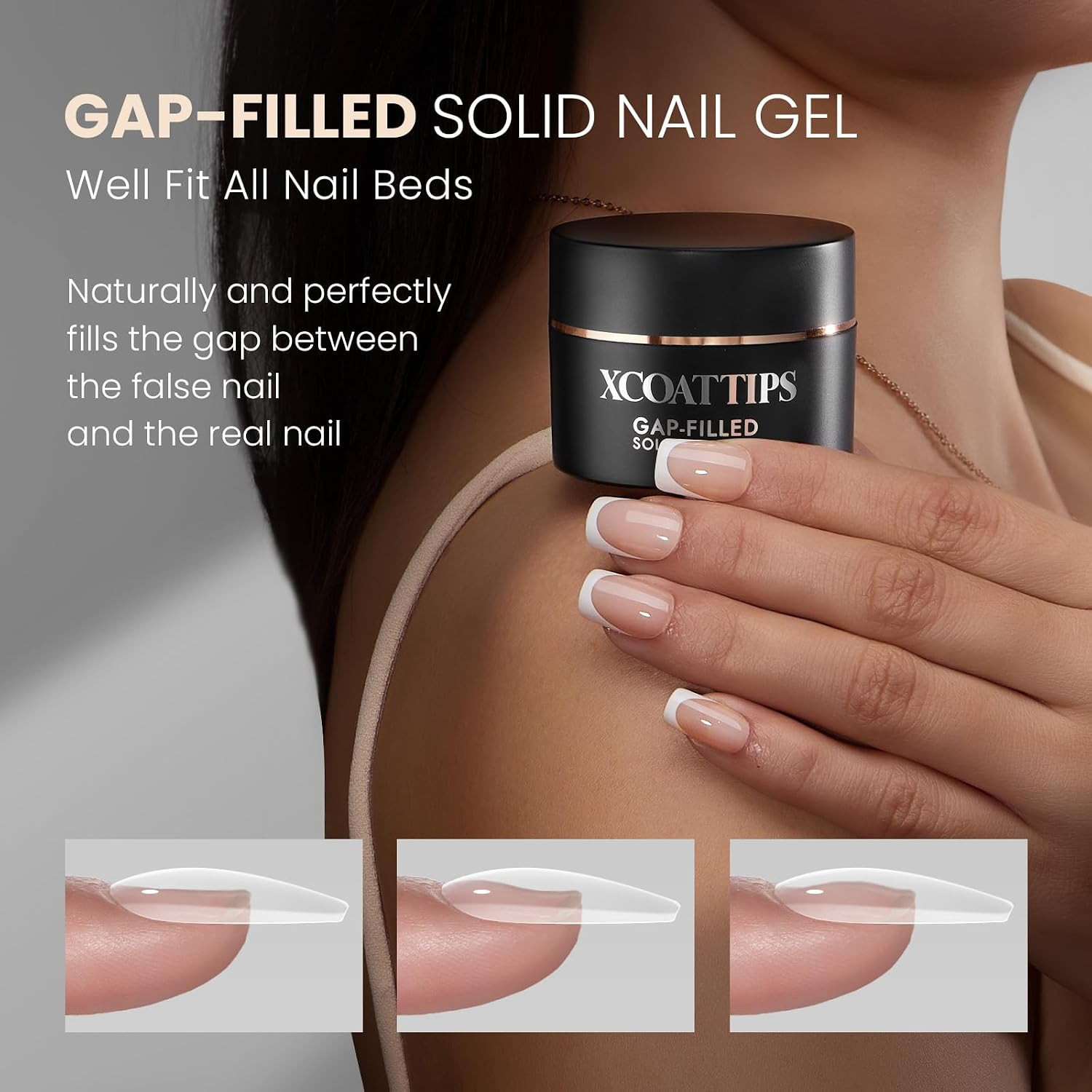 XCOATTIPS Solid Nail Glue Gel, Gap-Filled, 30G, Cure Needed | Seamless Fit for P