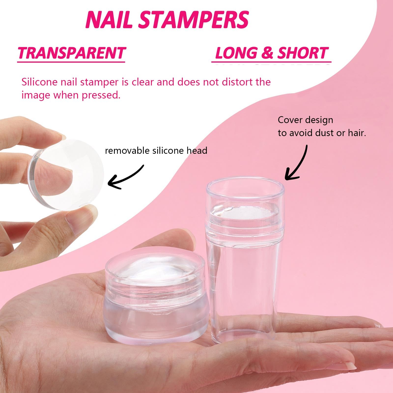 French Tip Stamp – 4Pcs Clear Silicone Stamps With 4Pcs Scrapers for Manicure…