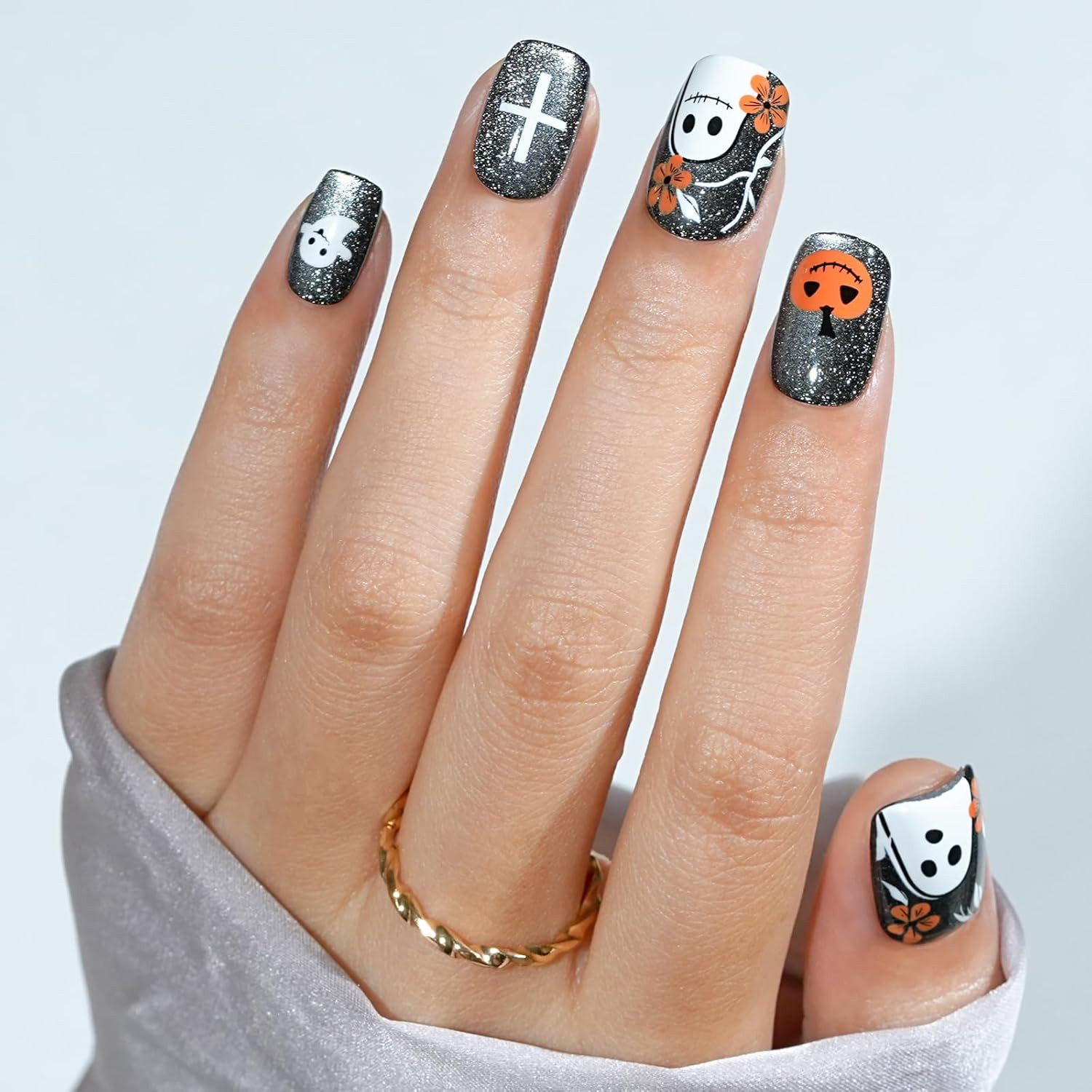 Press on Nails Short – Acrylic Press on Nails Red, Square Glue on Nails with Na