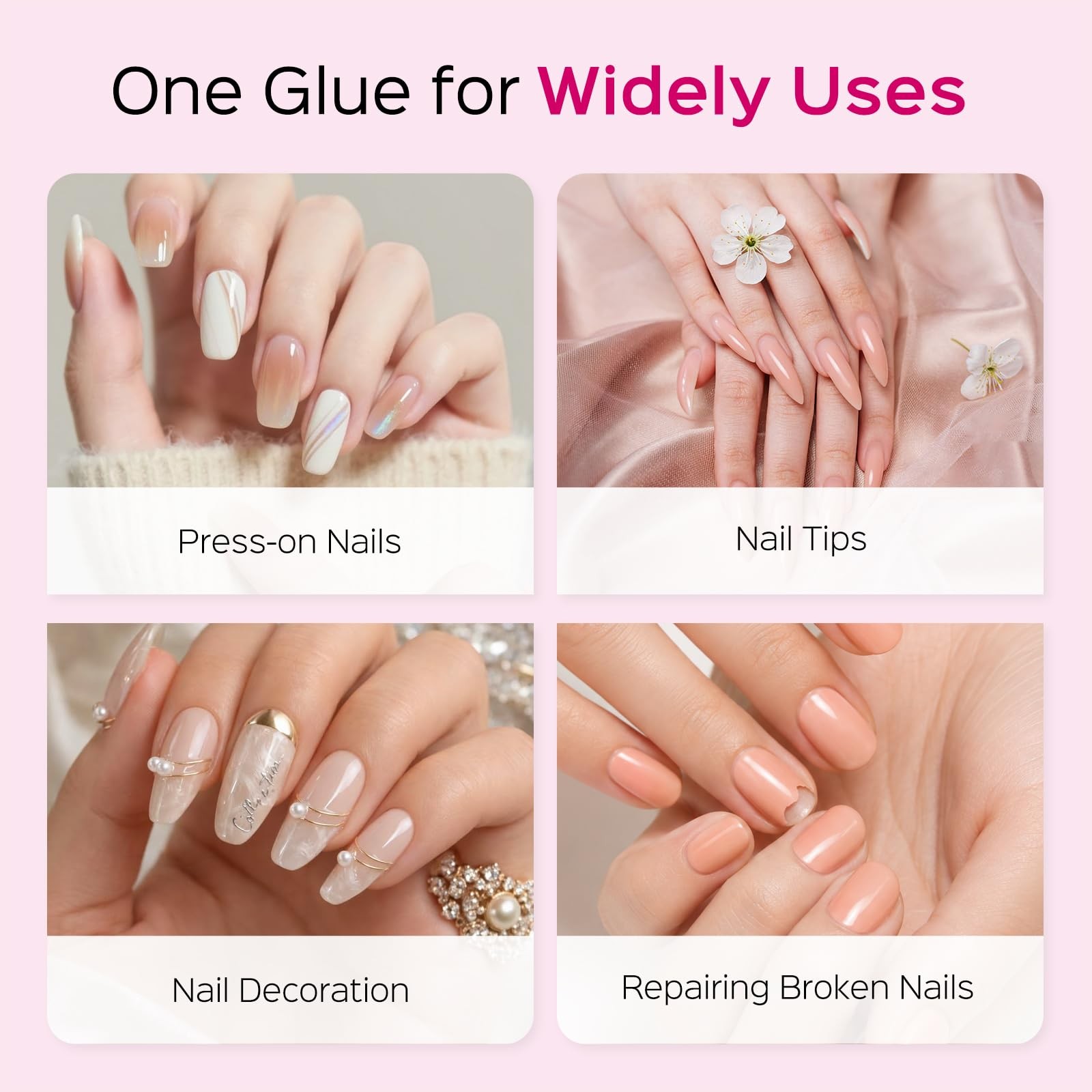 TIPHULAN Super Strong Nail Glue for Press Ons & 0.98 Fl Oz (Pack of 4), Clear