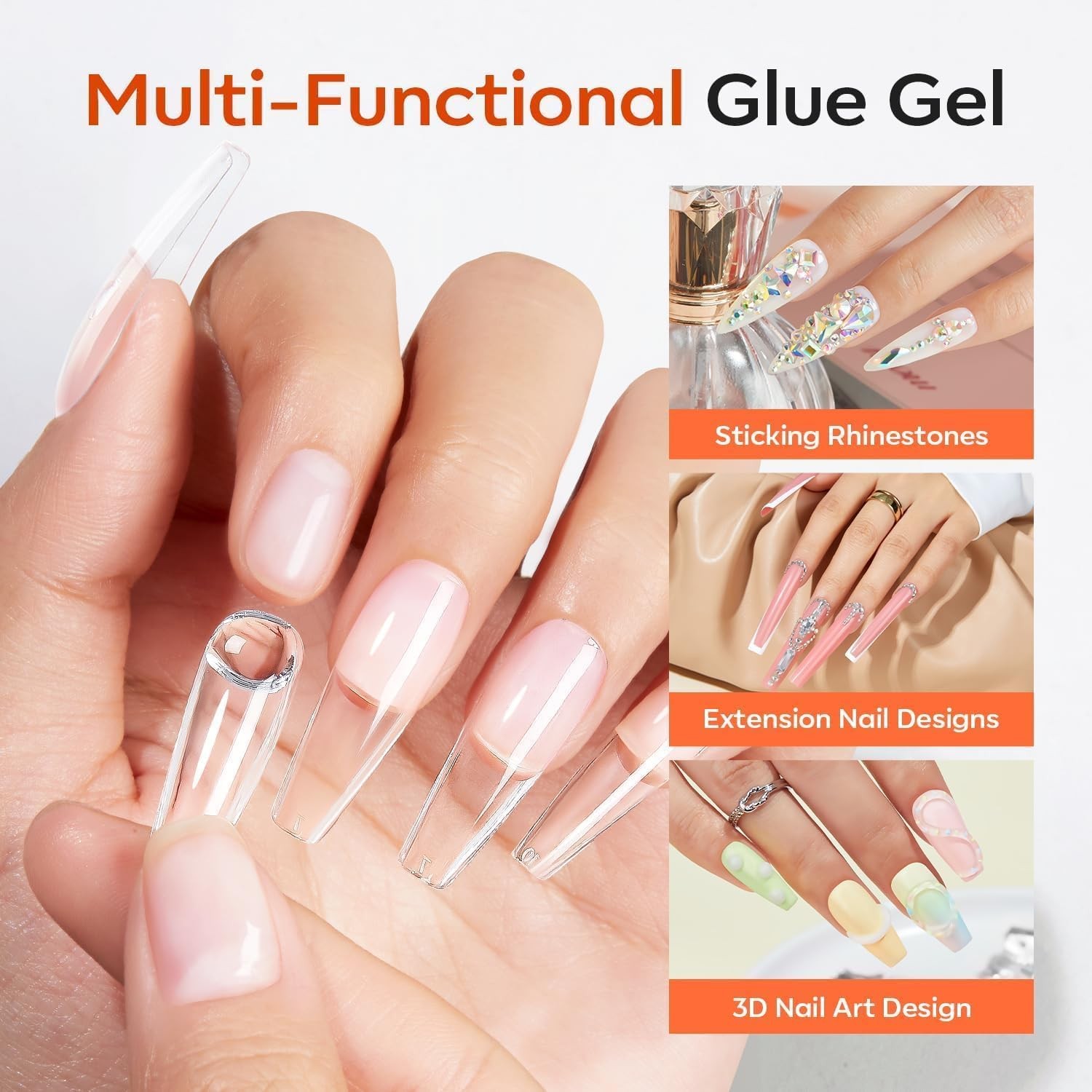 30g Solid Gel Nail Glue, Glue Gel on Nails for Clear Tips Super Strong Adhesi…