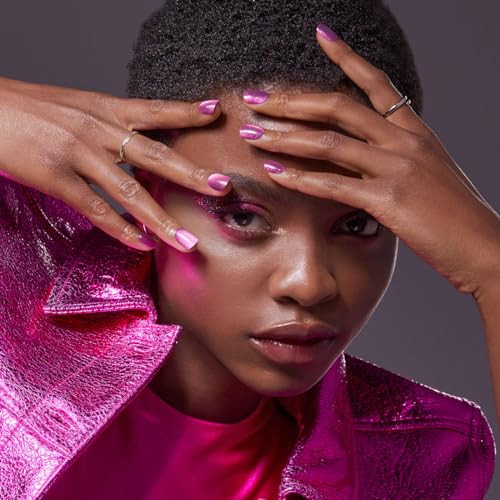 KISS No Glue Mani Press-On Nails, Color FX, ”, Dark Pink, Short Size, Levels