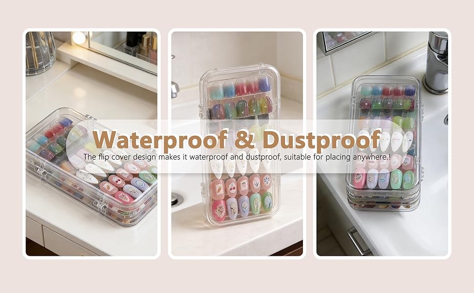 Press On Nail Organizer Case, Tri-Fold Clear Acrylic Empty Press On Nail Storage
