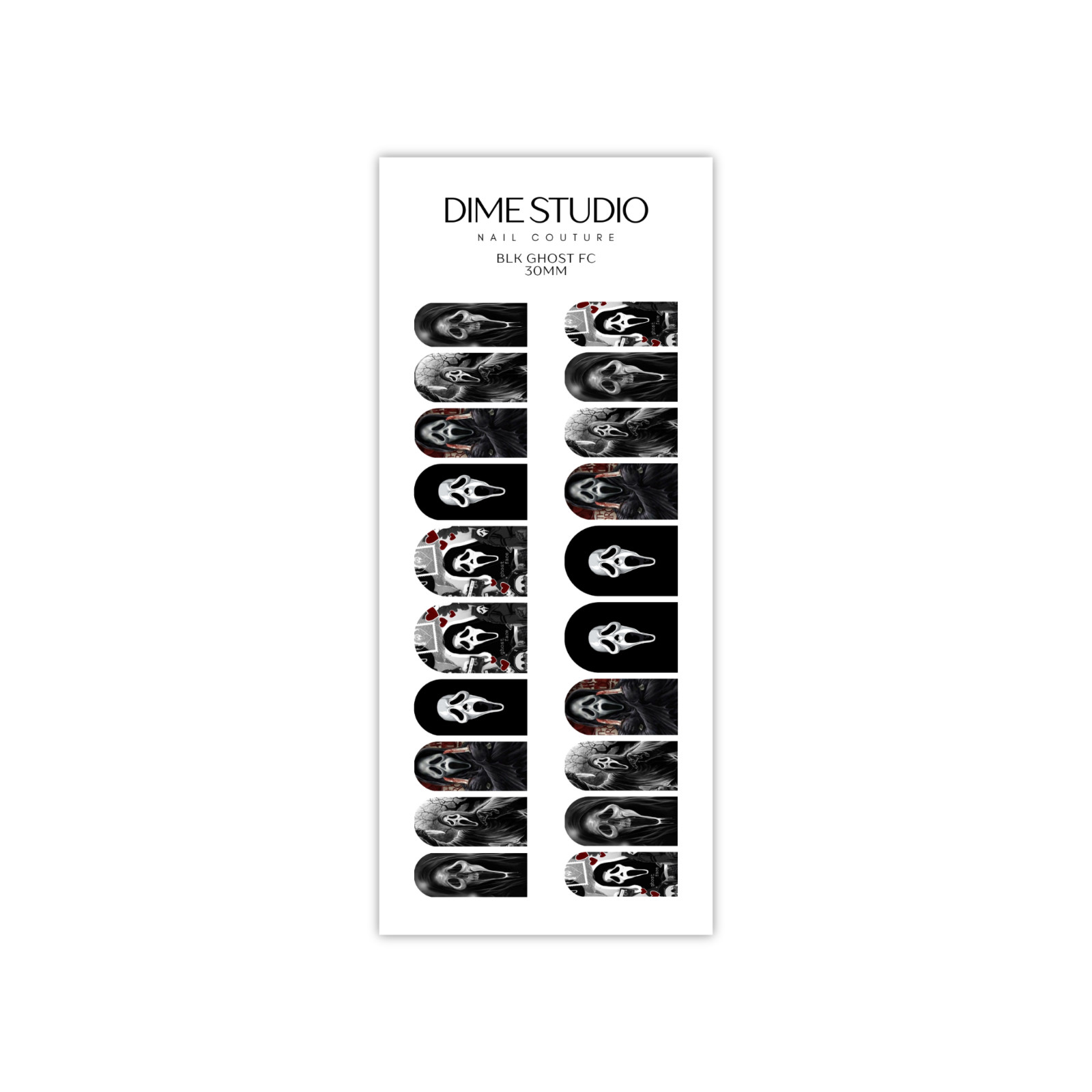 Black Ghost Face Halloween Nail Decals Water Transfer Nail Wraps HW-1007