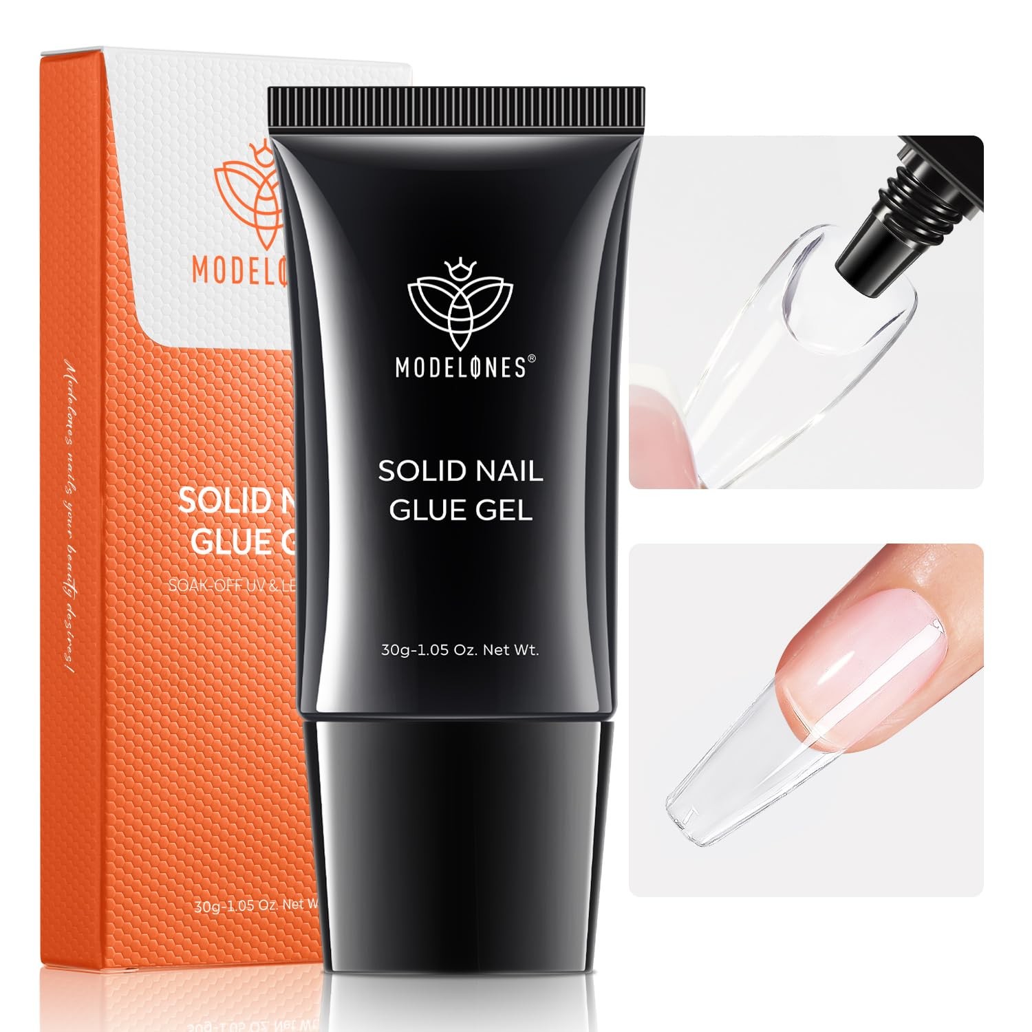30g Solid Gel Nail Glue, Glue Gel on Nails for Clear Tips Super Strong Adhesi…