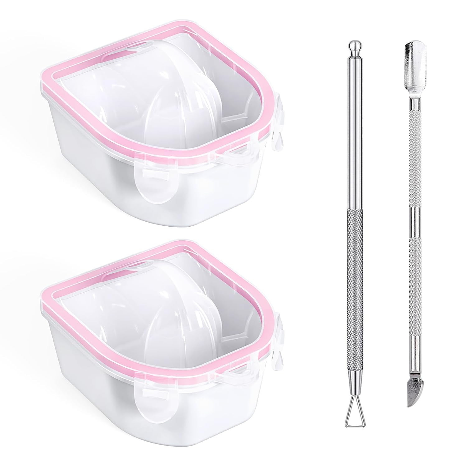 Nail Soaking Bowl, 2PCS Soak off Gel Polish Dip Powder Remover Manicure Bowl wit