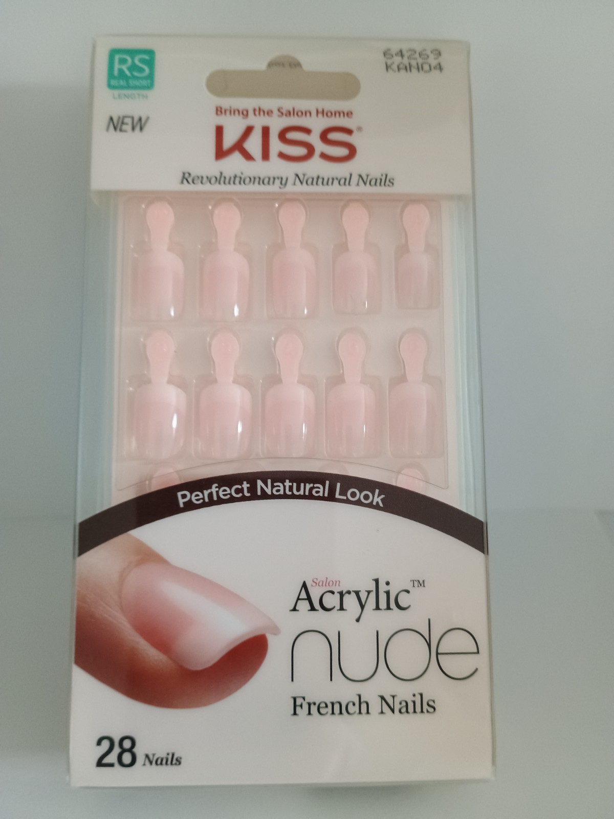 Kiss Salon Acrylic French Glue-on Real Short Nails #64269 KAN04 (Pack of 1)