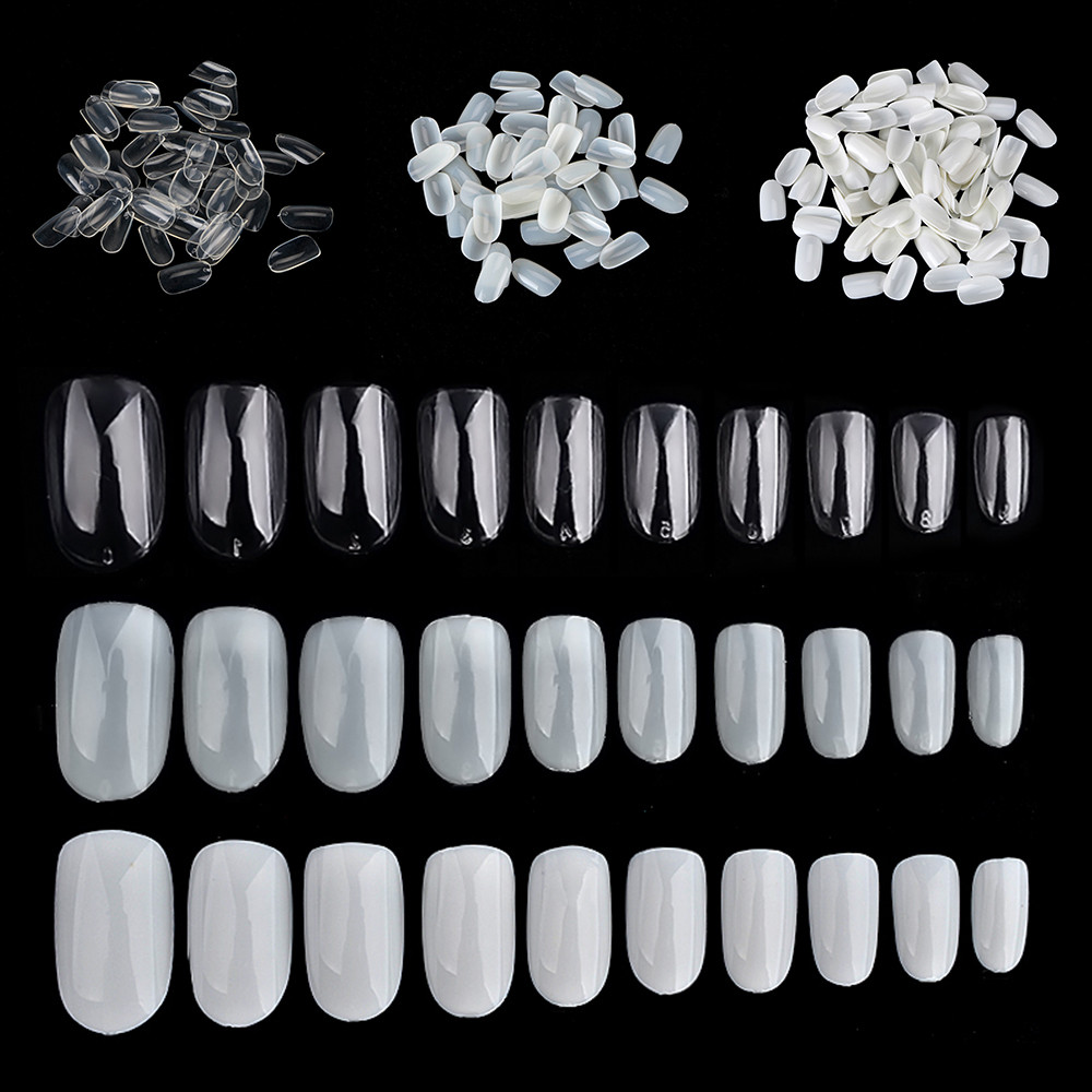 Round head Nail Art Tips Natural False Nails Art Tips Full Cover Manicure 500pcs