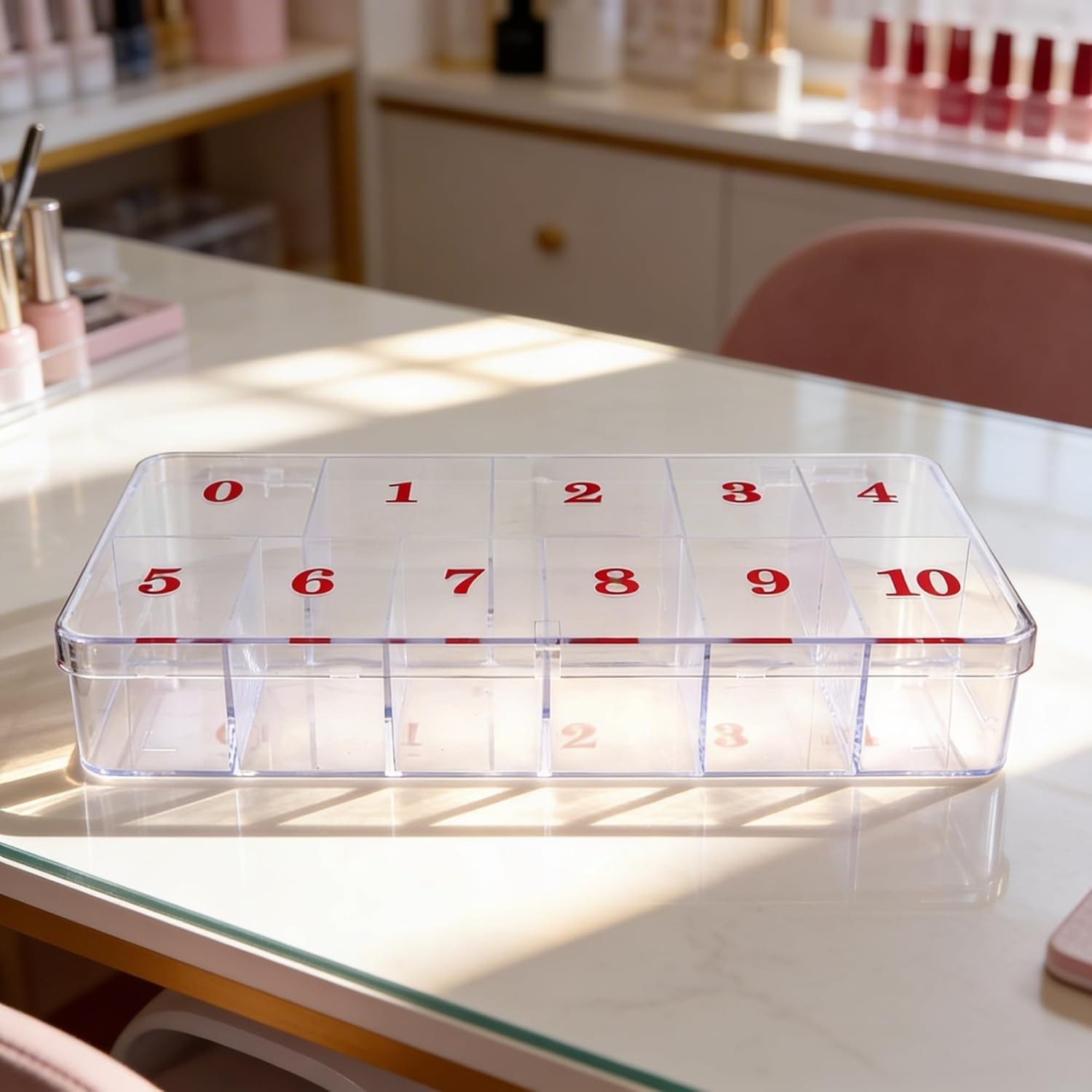 Clear 11 Compartment Nail Art Tip Organizer – Durable & Stylish Storage Case