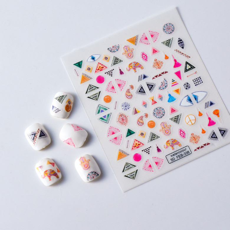 Bohemian Retro Flower Daisy Rose Leaf Nail Art Stickers Self Peel Adhesive NS54