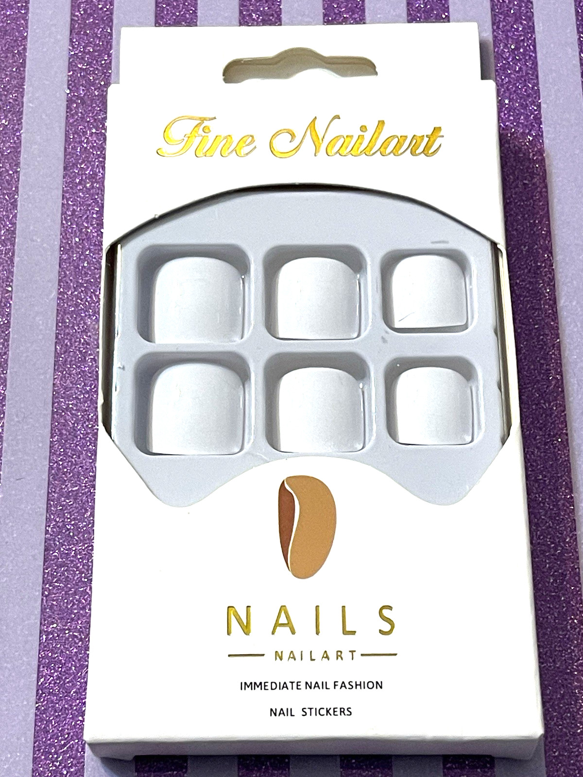 Fine Nailart Immediate Nail Fashion WHITE Toes Press On Pedicure No Glue Inc.