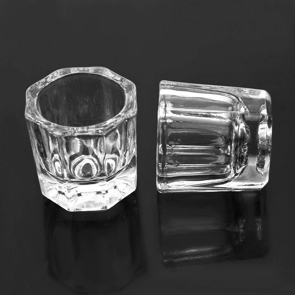 2 Nail Art Acrylic Liquid Powder Dappen Dish Glass Crystal Cup Glassware Tools