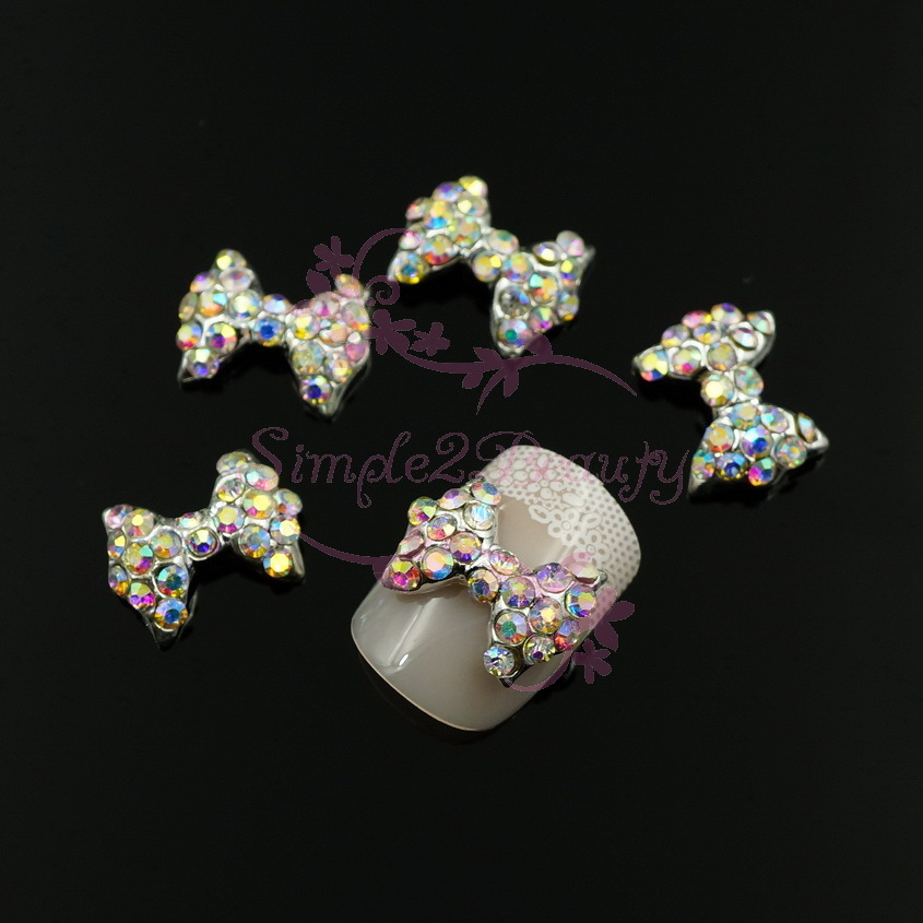 20 Crystal Rhinestones Big Bow Alloy Charms Nail Art Jewelry Crafts Making Decor