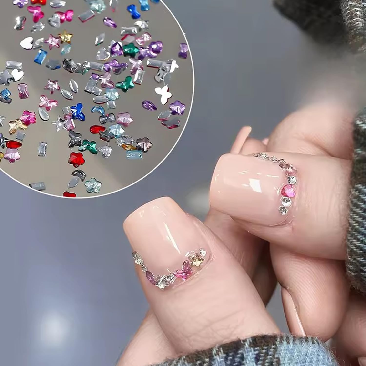 1440Pcs Mini Nail Rhinestones Colorful Nail Art Charms Multi Shape Crystal Ch…
