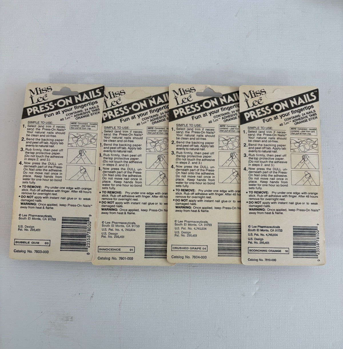 Vintage Lot of 4 Miss Lee Press On Nails Smaller Hands 90s
