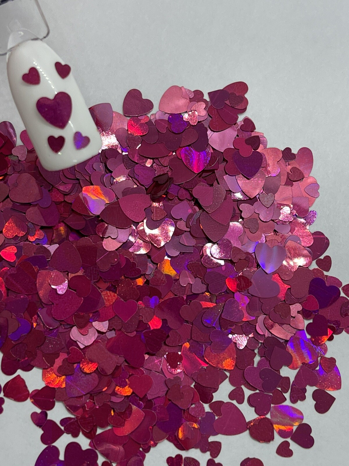 Valentine’s Dark Pink Hearts 2 sizes Nail Glitter | 1 TSP | Nail Art & Acrylic