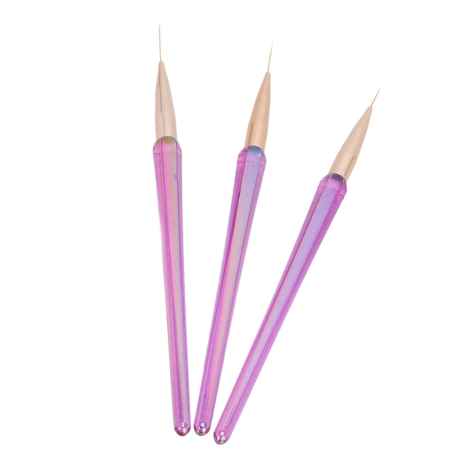 3pcs Nail Liner Brushes Set 12/16/21mm Super Fine Nail Art Striping Brushes