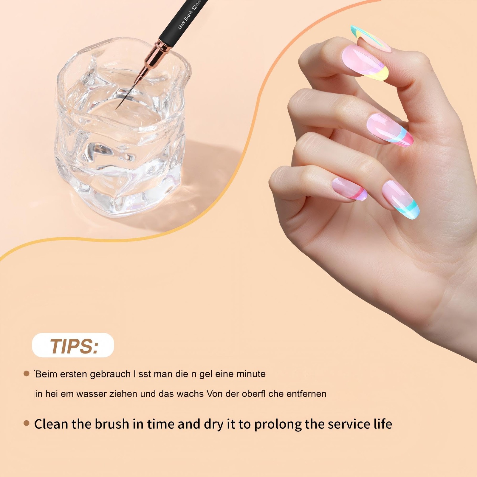 5 Pcs Nail Art Brushes Nail Art Liner Brushes Painting Art Drawing Tool