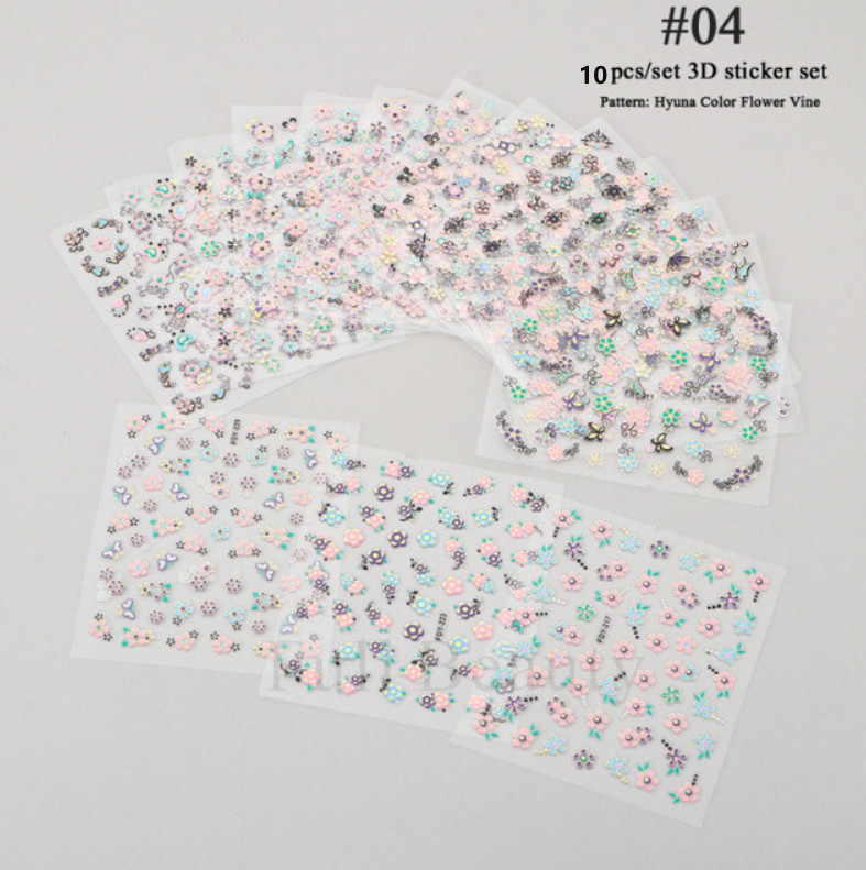 10Pcs Hyuna Flower Vine Butterfly Nail Art Sticker Decoration Manicure DIY #4
