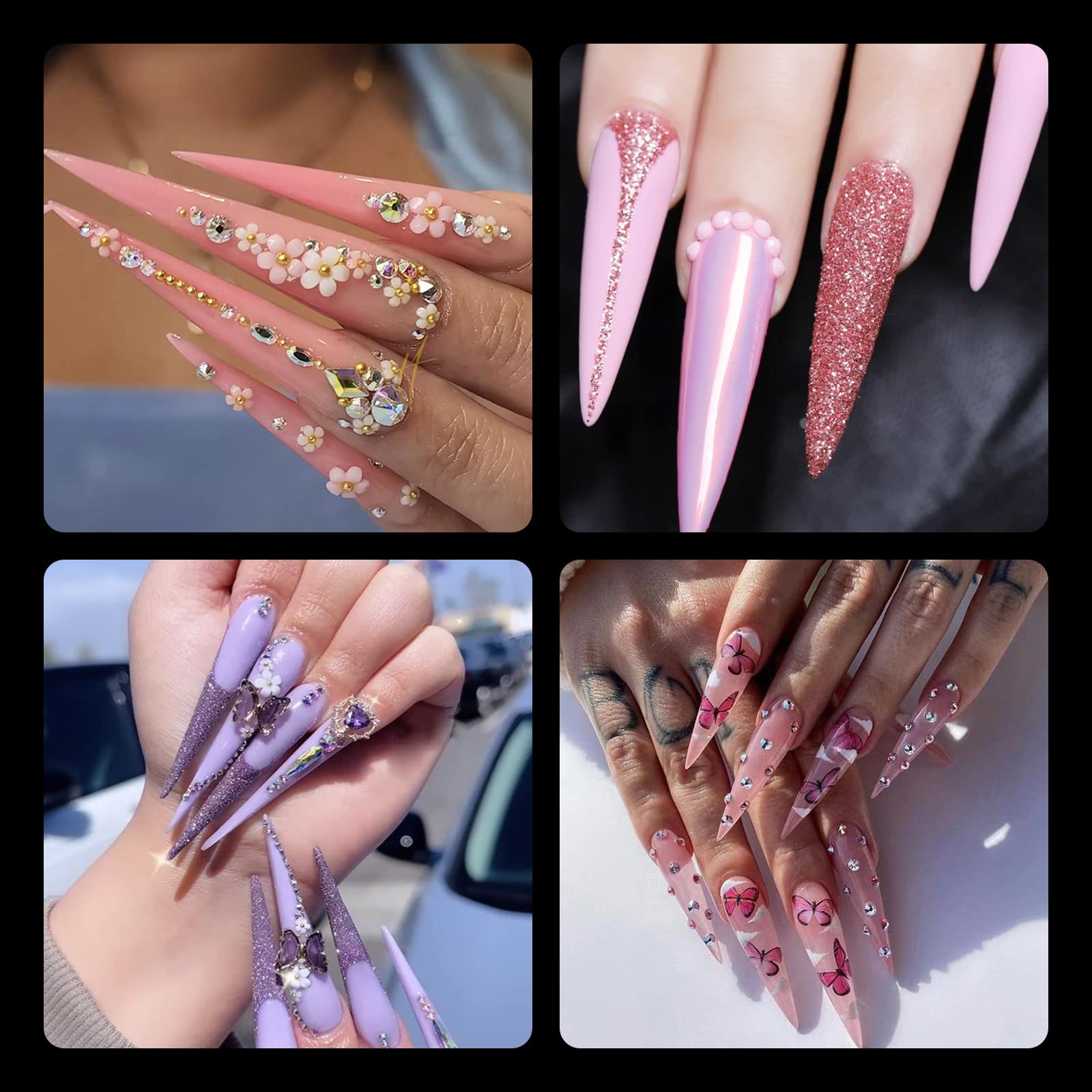 600pcs XXXL Clear Stiletto Nail Tips Extra Long 3xl Full Cover Fake Nails Pro…